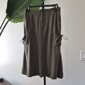 Cider Olive Green Skirt with Gathered Drawcord Pockets